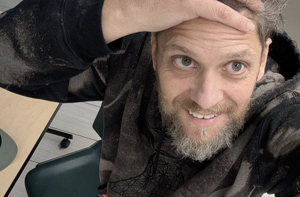 Ben Page at his workspace